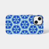 雪やめ片パターン – Cobalt Blue and White iPhoneケース (裏面横)