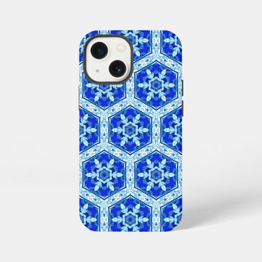 雪やめ片パターン – Cobalt Blue and White iPhoneケース (裏面)