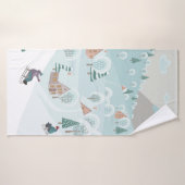 雪や木々、子供が降る冬の風景 バスタオル (バスタオル)