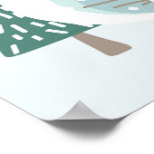 雪や木々、子供が降る冬の風景 ポスター (角)