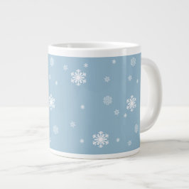 雪や雪の模様を青や冬に ジャンボコーヒーマグカップ