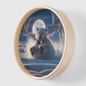 雪よくはしゃぐの中で転がのシロクマの子 壁時計 (傾斜)