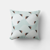 雪よくはしゃぐ模様のペンギン クッション (正面)