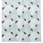 雪よくはしゃぐ模様のペンギン シャワーカーテン (正面)