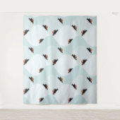 雪よくはしゃぐ模様のペンギン タペストリー (正面)