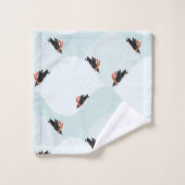 雪よくはしゃぐ模様のペンギン バスタオルセット (ウォッシュタオル)