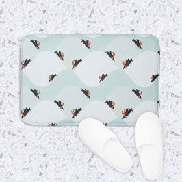 雪よくはしゃぐ模様のペンギン バスマット