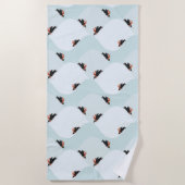 雪よくはしゃぐ模様のペンギン ビーチタオル (正面)