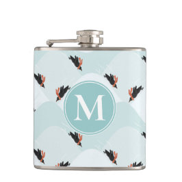 雪よくはしゃぐ模様のペンギン フラスク