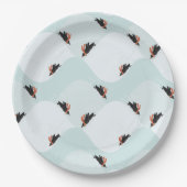 雪よくはしゃぐ模様のペンギン ペーパープレート (正面)