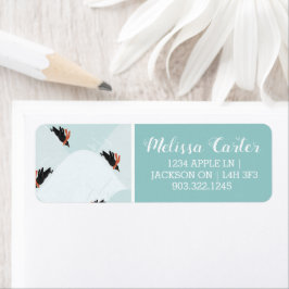 雪よくはしゃぐ模様のペンギン ラベル