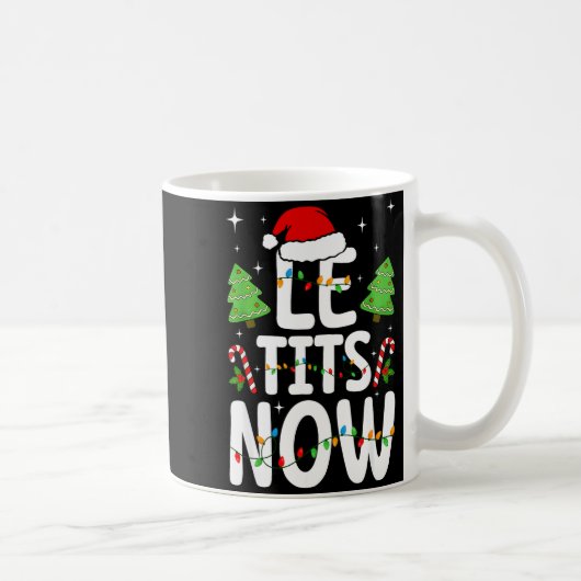 雪よ降れ今を楽しくクリスマス冬のユーモア コーヒーマグカップ (右)