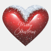雪をかぶったハートカスタムクリスマス ハートシール (正面)