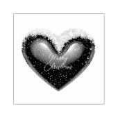 雪をかぶったハートカスタムクリスマス ラバースタンプ (インプリント)