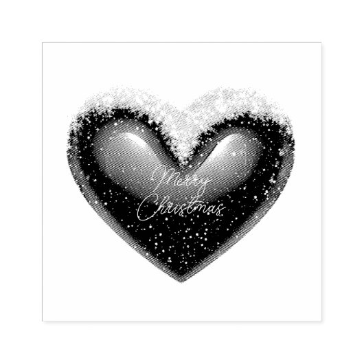 雪をかぶったハートカスタムクリスマス ラバースタンプ (インプリント)