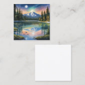 雪をかぶった山々と澄ん湖。 スクエア名刺 (正面/裏面)