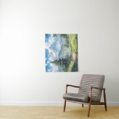 雪をかぶった山々と緑豊かな森 タペストリー (インサイチュ)