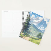 雪をかぶった山々と緑豊かな森 プランナー手帳 (ディスプレー)