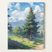 雪をかぶった山々と緑豊かな森 プランナー手帳 (裏面)