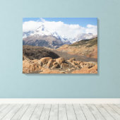 雪をかぶった山々 キャンバスプリント (インサイチュ (ウッドフロア))