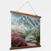 雪をかぶった山々 吊り下げ型タペストリー (傾斜あり)