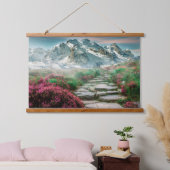 雪をかぶった山々 吊り下げ型タペストリー (寝室)