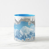 雪をかぶった山のピーク切り出しセラミックコーヒー マグカップ (中央)