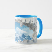 雪をかぶった山のピーク切り出しセラミックコーヒー マグカップ (正面右)