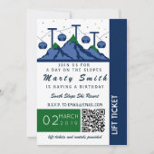 雪をかぶった山の上昇のチケットの招待状 招待状 (正面)