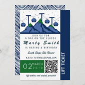 雪をかぶった山の上昇のチケットの招待状 招待状 (正面/裏面)