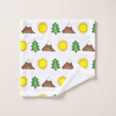 雪をかぶった山の松の木サンキャンプハイキング バスタオルセット (ウォッシュタオル)