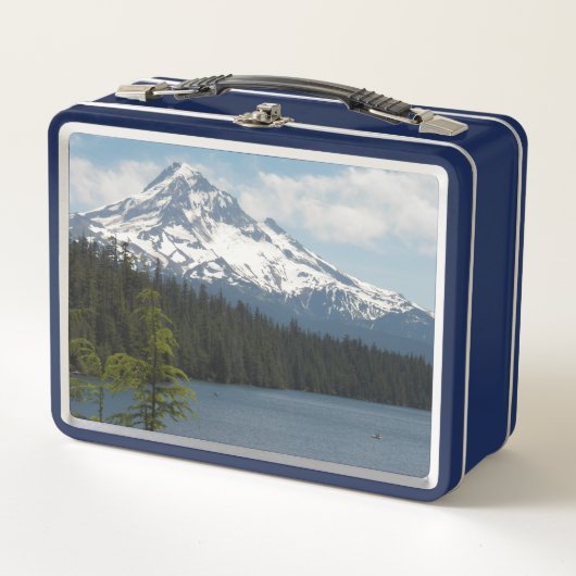 雪をかぶった山フード風景風景 メタルランチボックス (正面)