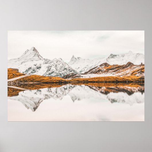 雪をかぶった岩の山で曇った空の下 ポスター (正面)