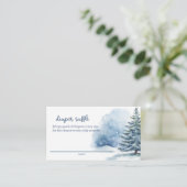 雪をかぶった常緑おむつラッフルベビーシャワー エンクロージャーカード (スタンド正面)