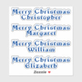 雪をかぶった青いタイポグラフィメリークリスマスの名前 シール (シート)