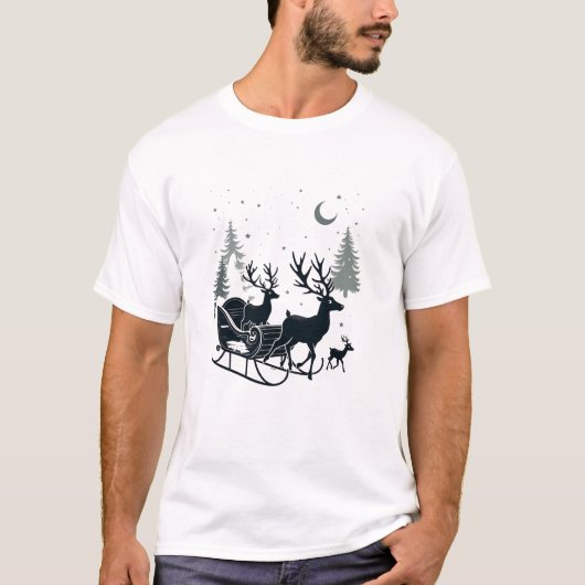 雪を乗り越える魔法のそり Tシャツ (正面)