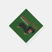 雪を介してダックスシュントかわいいドキシトインデアードッグ スタンダードカクテルナプキン (角)