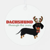 雪を介してダックスシュントかわいいドキシトインデアードッグ メタルオーナメント (裏面)