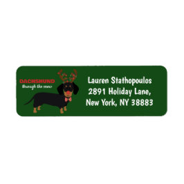 雪を介してダックスシュントかわいいドキシトインデアードッグ ラベル