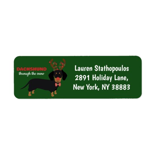雪を介してダックスシュントかわいいドキシトインデアードッグ ラベル (正面)