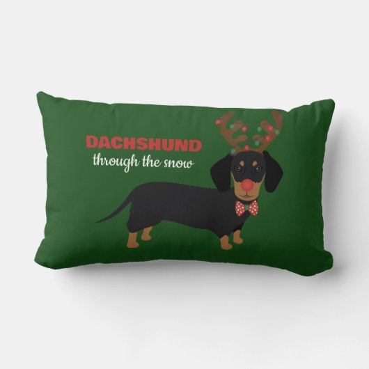 雪を介してダックスシュントかわいいドキシトインデアードッグ ランバークッション (裏面)