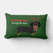 雪を介してダックスシュントかわいいドキシトインデアードッグ ランバークッション (正面)