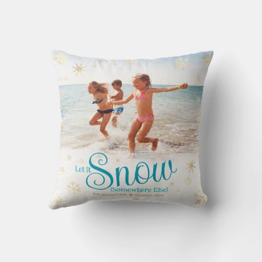 雪を他の場所に置いてはっきりしたビーチ写真 クッション (裏面)