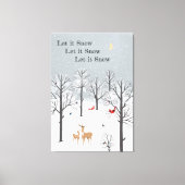 雪を入れる – 冬の桜、鹿と鳥のカナフ キャンバスプリント (正面)