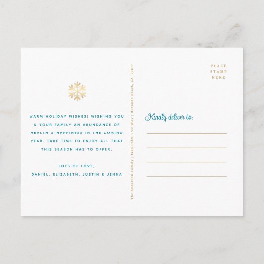 雪を別の場所に置くモダンおもしろいビーチ写真 シーズンポストカード (裏面)