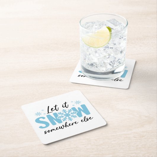 雪を別の場所に降らせる – 冬おもしろいのデザイン スクエアペーパーコースター (インサイチュ)