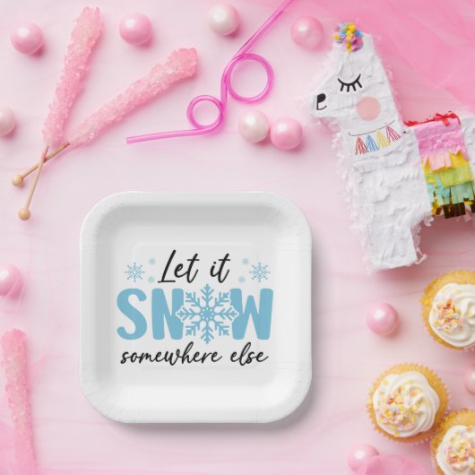 雪を別の場所に降らせる – 冬おもしろいのデザイン ペーパープレート (パーティー)