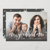 雪を振り掛けお洒落るクリスマスの写真グリーティング シーズンカード (正面/裏面)