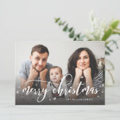 雪を振り掛けお洒落るクリスマスの写真グリーティング シーズンカード (スタンド正面)