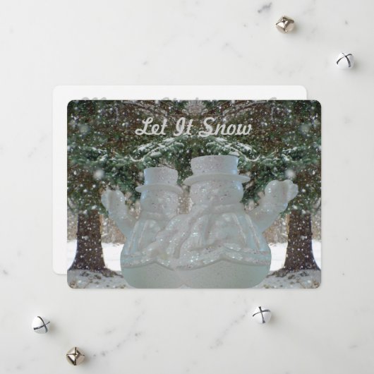 雪を振る雪だるま シーズンカード (正面/裏面インサイチュ)